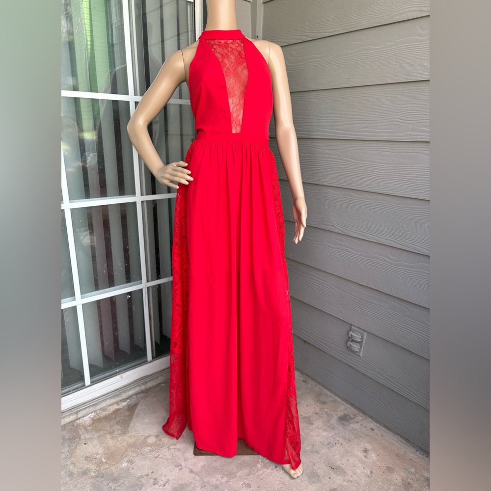 NWT Express Red Lace Halter Maxi